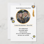 ダブルお祝いフォト白黒デイジーグラード 招待状 (裏面)