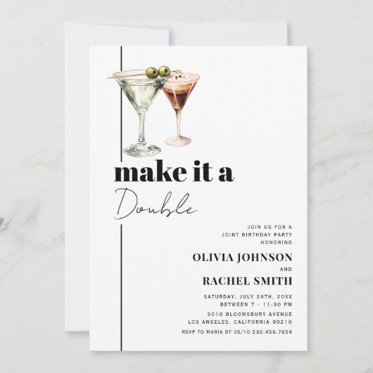 ダブルお祝いマルティーニジョイントバースデーパーティー 招待状 (正面)