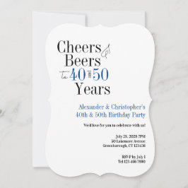 ダブルお祝い乾杯ビール誕生日パーティーブルー 招待状