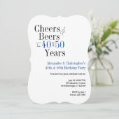 ダブルお祝い乾杯ビール誕生日パーティーブルー 招待状 (スタンド正面)