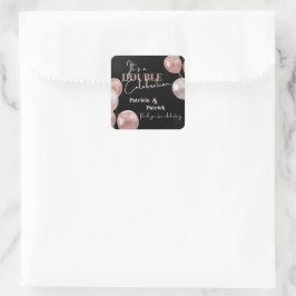 ダブルお祝い共同誕生日ありがとう スクエアシール