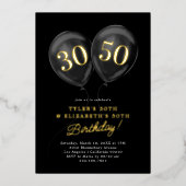 ダブルお祝い共同誕生日パーティー 箔招待状 (正面)