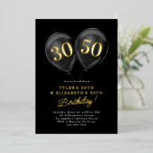 ダブルお祝い共同誕生日パーティー 箔招待状 (立ち正面)