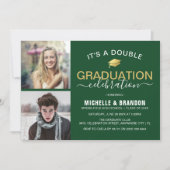 ダブルお祝い卒業パーティーの写真 招待状 (正面)