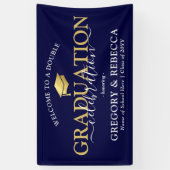 ダブルお祝い卒業パーティー卒業 横断幕 (縦)