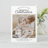 ダブルお祝い誕生日エレガント写真 招待状 (スタンド正面)
