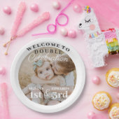 ダブルお祝い誕生日フォトミニマリスト ペーパープレート (パーティー)