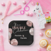 ダブルお祝い誕生日 エレガント ペーパープレート (パーティー)