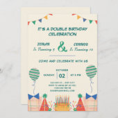 ダブルお祝い誕生日 招待状 (正面/裏面)