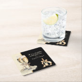 ダブルお祝い金ゴールドシャンパンパーティー スクエアペーパーコースター (インサイチュ)