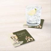 ダブルお祝い金ゴールドシャンパンパーティー スクエアペーパーコースター (インサイチュ)