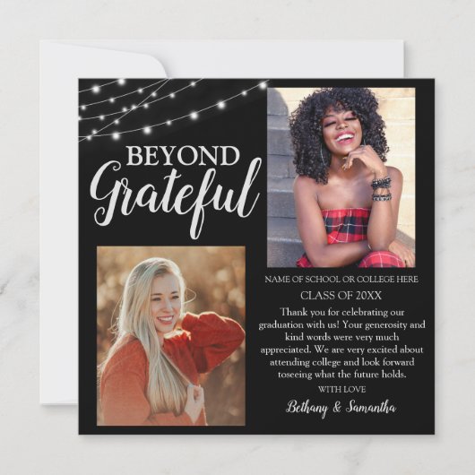 ダブルお祝い2写真卒業 サンキューカード (正面)