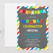 ダブルお誕生日会のご招待 招待状 (正面/裏面)