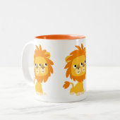 ダブルかわいい漫画ライオンを見る ツートーンマグカップ (正面左)