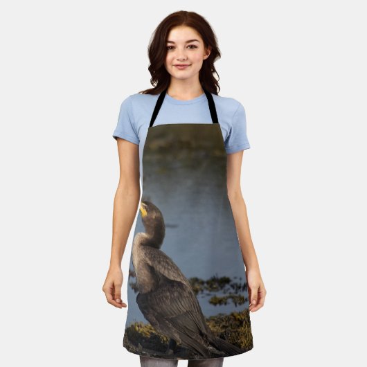 ダブルの鵜 エプロン (着用した状態)