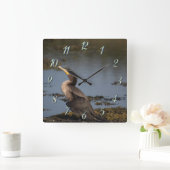 ダブルの鵜 スクエア壁時計 (ホーム)