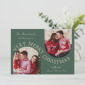 ダブルアーチグリーン非常に陽気なクリスマスフォトカード サンキューカード (スタンド正面)