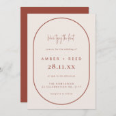 ダブルアーチタイキングノット結婚のテラコッタスクリプト 招待状 (正面/裏面)