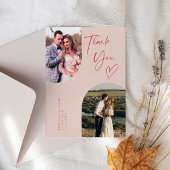 ダブルアーチピンク結婚の写真 サンキューカード