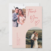 ダブルアーチピンク結婚の写真 サンキューカード (正面)