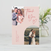 ダブルアーチピンク結婚の写真 サンキューカード (スタンド正面)