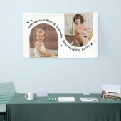 ダブルアーチフォトジョイント誕生日ウェルカムサイン 横断幕 (トレードショー)