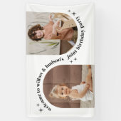 ダブルアーチフォトジョイント誕生日ウェルカムサイン 横断幕 (縦)