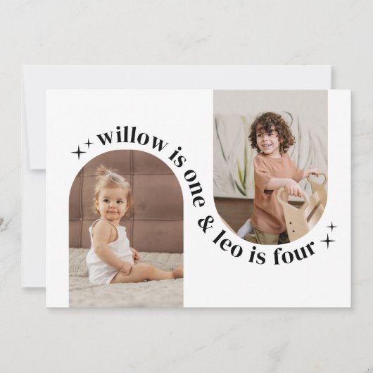 ダブルアーチフォトジョイント誕生日招待状 招待状 (正面)