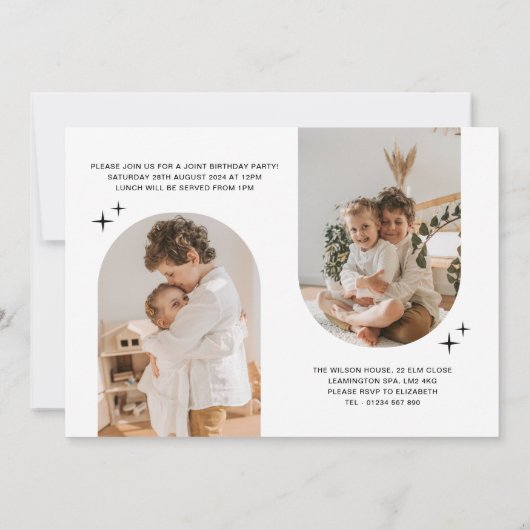 ダブルアーチフォトジョイント誕生日招待状 招待状 (裏面)