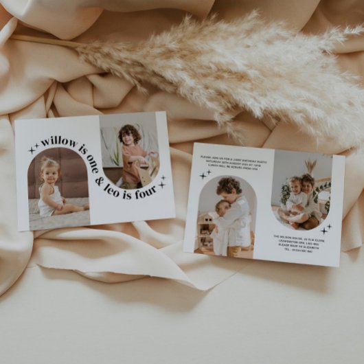 ダブルアーチフォトジョイント誕生日招待状 招待状