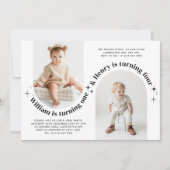 ダブルアーチフォトジョイント誕生日招待状 招待状 (正面)