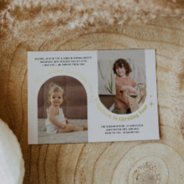 ダブルアーチフォトジョイント誕生日招待状 箔招待状