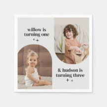 ダブルアーチフォトジョイント誕生日紙ナプキン