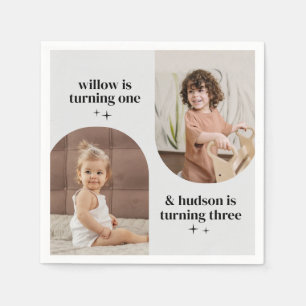 ダブルアーチフォトジョイント誕生日紙ナプキン スタンダードカクテルナプキン