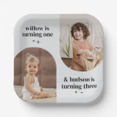 ダブルアーチフォトジョイント誕生日紙ナプキン ペーパープレート (正面)