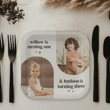 ダブルアーチフォトジョイント誕生日紙ナプキン