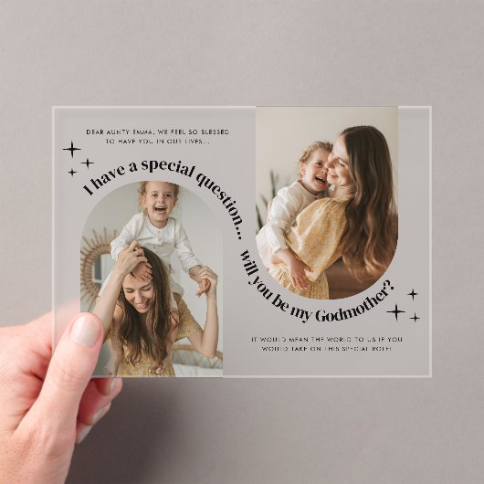 ダブルアーチ写真 ゴッドマザー プロポーズ アクリル招待状 (インサイチュ (ポータブル))