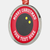 ダブルイエロードットスカッシュボールクリスマスツリー メタルオーナメント (左)