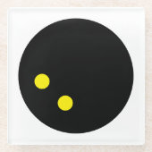 ダブルイエロードットスカッシュボールスクエアガラスコースター ガラスコースター (正面)