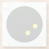 ダブルイエロードットスカッシュボールスクエアガラスコースター ガラスコースター (裏面)