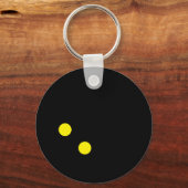 ダブルイエロードットスカッシュボールメタルキーチェーン キーホルダー (正面)