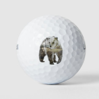 ダブルエクスポージャーのクマと森 ゴルフボール