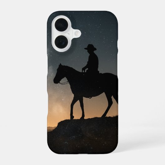 ダブルエクスポージャーフォンケース - 孤独な騎手の星空 iPhone 16ケース (裏面)