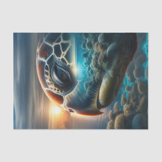 ダブルエクスポージャー海の亀のデカップージ | 海 薄葉紙 (正面)