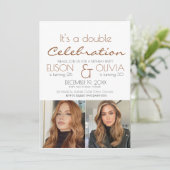 ダブルエレガントお祝いフォトバースデーパーティー 招待状 (スタンド正面)