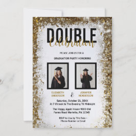 ダブルエレガントお祝い卒業パーティーの写真 招待状