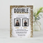 ダブルエレガントお祝い卒業パーティーの写真 招待状 (スタンド正面)