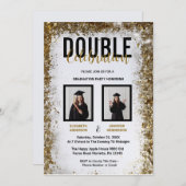 ダブルエレガントお祝い卒業パーティーの写真 招待状 (正面/裏面)