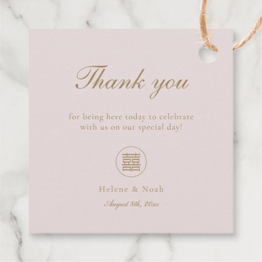 ダブルエレガントハピネスモダンピンクア結婚ジア フェイバータグ (裏面)