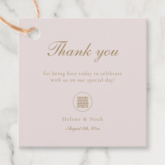 ダブルエレガントハピネスモダンピンクア結婚ジア フェイバータグ (正面)